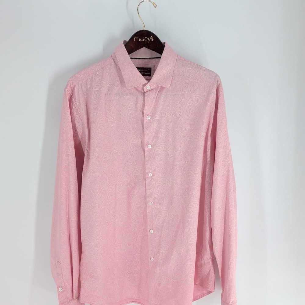 Consequence Tonal City Paisley Preppy Outdoor Button Up Shirt Light Pink Size XL